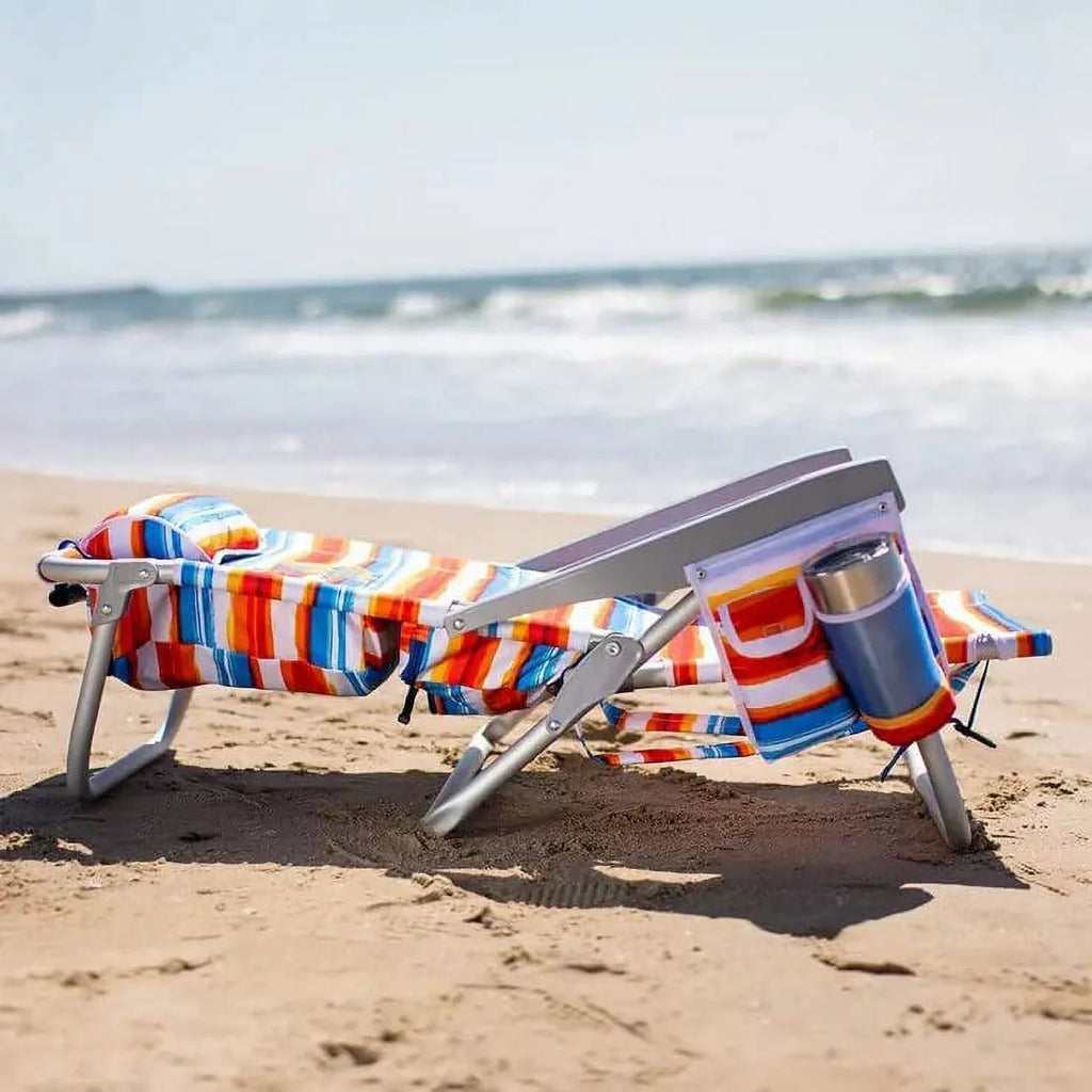 2 Pack Backpack Beach Chair with Cooler Storage Pouch and Towel Bar S274