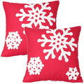 18x18 Soft Canvas Snowflake Embroidery Throw Pillow Covers with Invisible Zipper, 1 Pair, White N68235