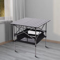 Portable Square Folding Table with Carrying Bag, Roll-up Top, Aluminum Frame, Black W35512