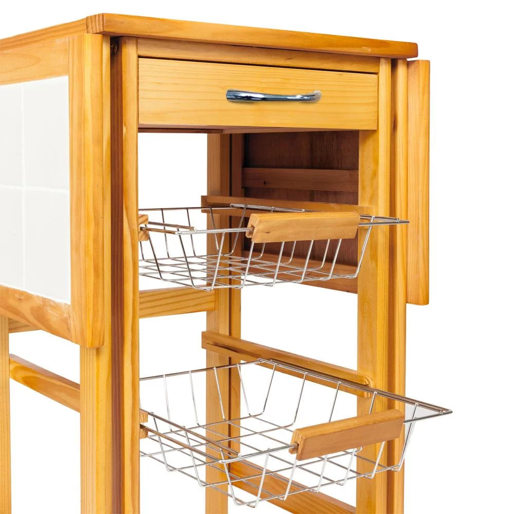 Portable Rolling Drop Leaf Kitchen Storage Trolley Cart R711