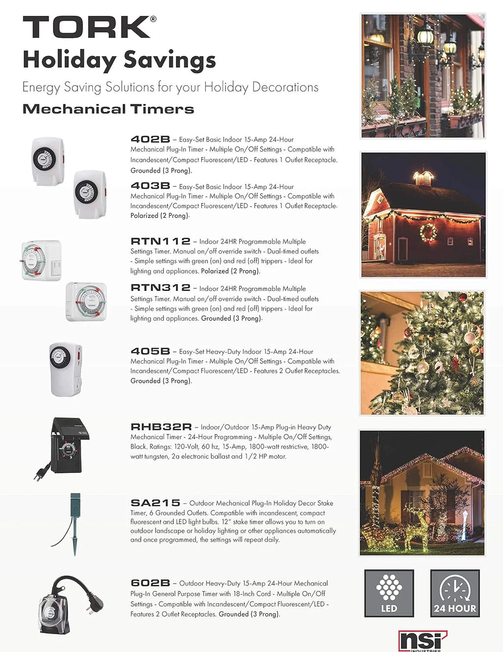 Heavy-Duty Indoor 15-Amp 24-Hour Mechanical Plug-In Air Conditioner And Appliance Timer Y1951