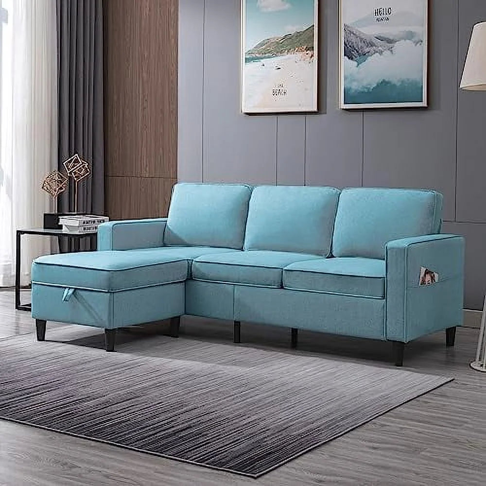Convertible Sectional Sofa L Shaped Couch with Reversible Ottoman V542