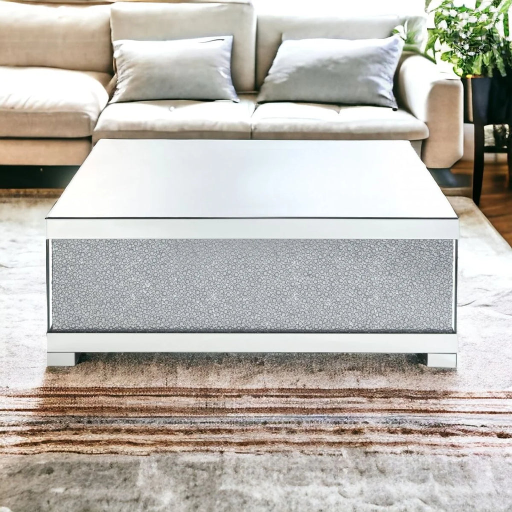 47" Silver Glass Mirrored Coffee Table J4150