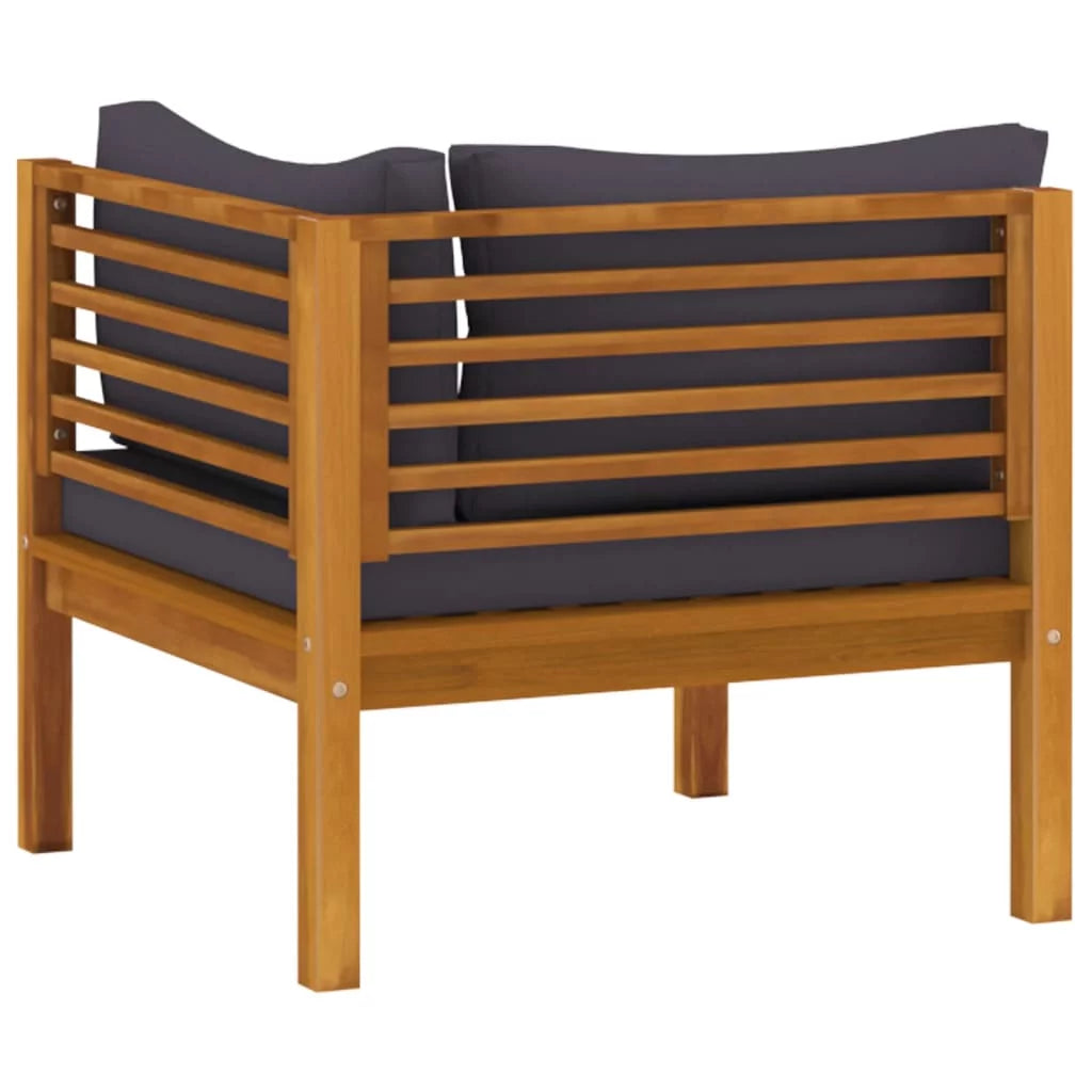 Dark Gray Cushions Solid Acacia Wood Corner Sofas H5910