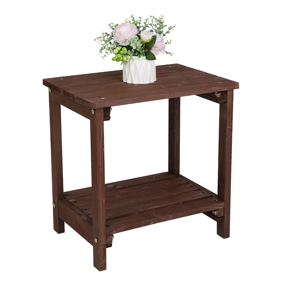 Light Brown 2 Tiers Wooden Side Table G382