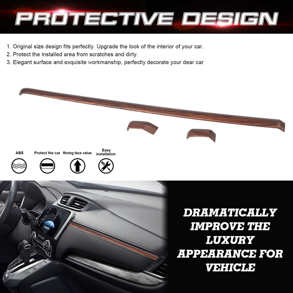 Interior Center Console Upper Stripe Panel Cover Trim Peach Wood Grain H80849