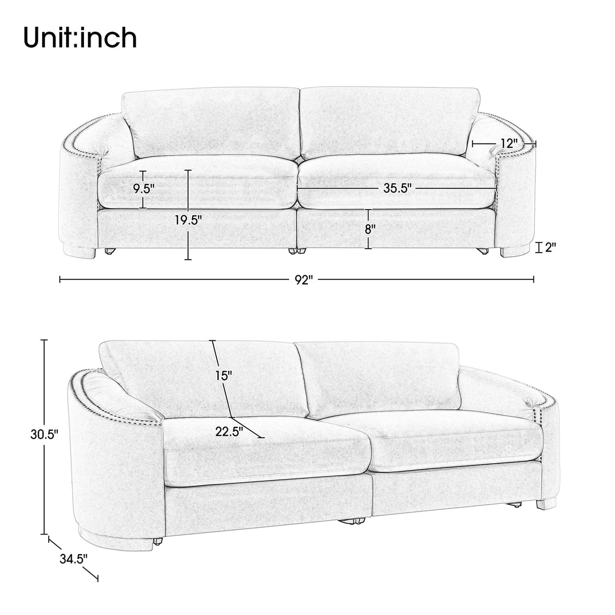 Beige 2 Seat Loveseat Sofa S428