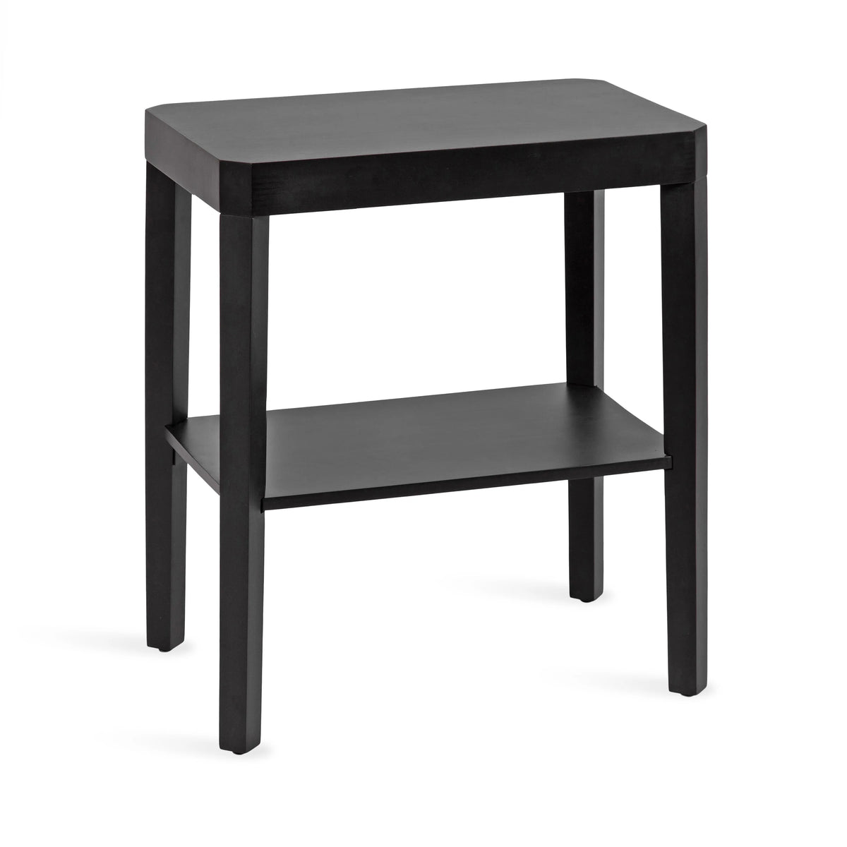 Black Two-Tier Wood Side Table F49142