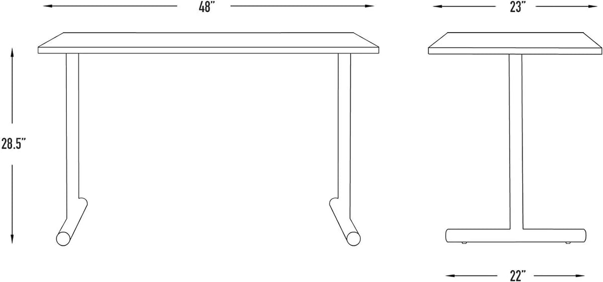 Computer Desk with Black Metal Legs and Light Wood Top J566