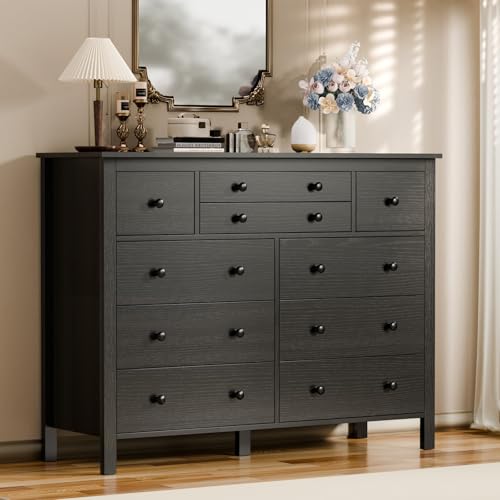 Black 10 Drawer Wood Dresser X43341
