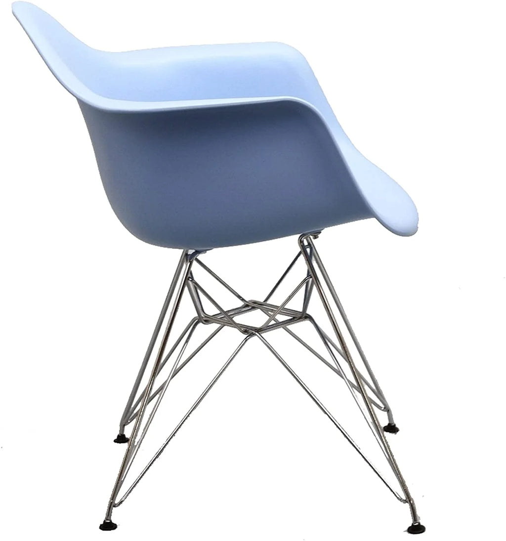 Blue Molded Plastic Dining Armchair with Steel Base N98021