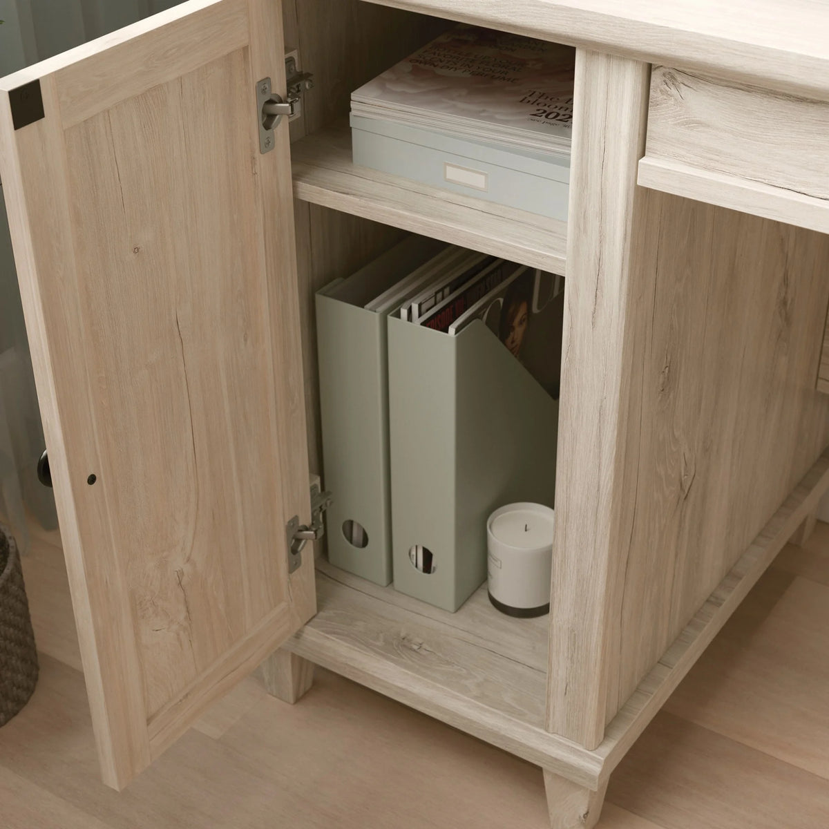 Engineered Wood Computer Desk in Chalk Oak S455