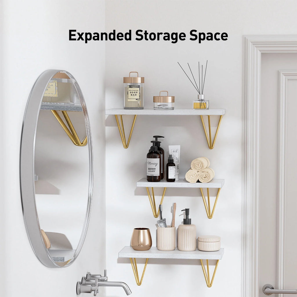 Set of 3 White Wall Mounted Floating Shelves L97409