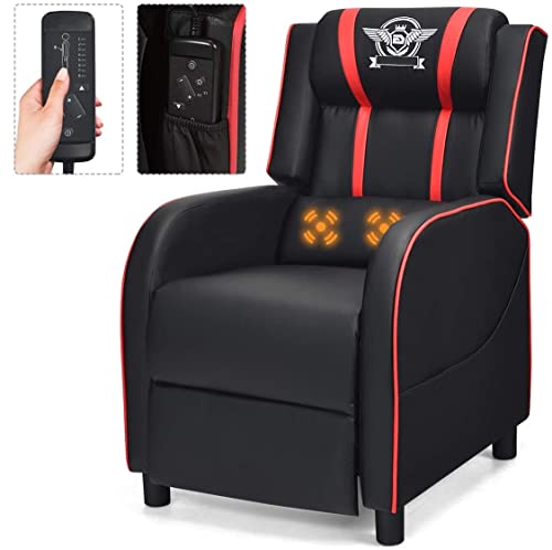 Adjustable Racing Style Massage Recliner Chair with Headrest & Lumbar Pillow W77260
