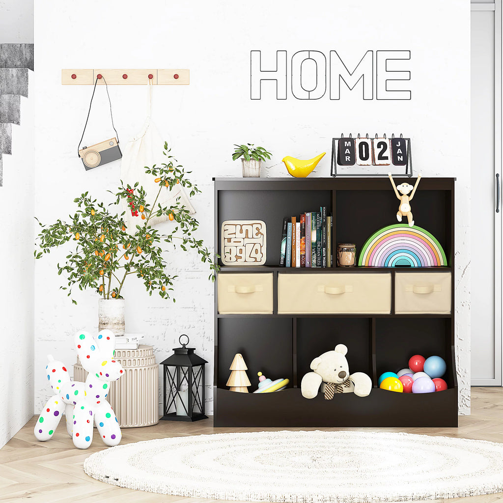 White Toy Storage Organizer with Bookcase U562