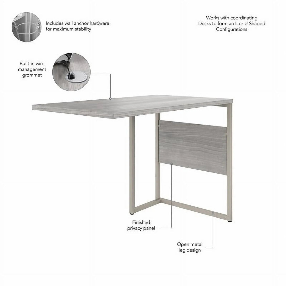 42W x 24D Desk Return/Bridge in Platinum Gray U112609