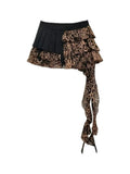 Cheetah Ruffle Patchwork Skirt F2834