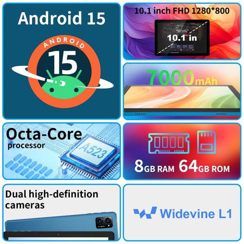 10 inch Android 15 Tablet 8GB RAM 64GB Metal Body F139