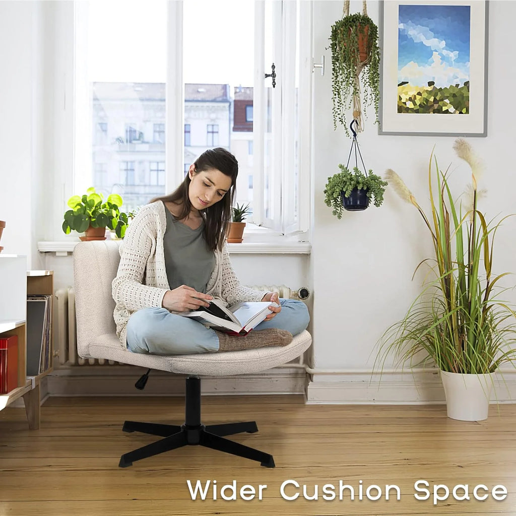 Armless Cross Legged Fabric Padded Swivel Height Adjustable Office Desk Chair C956