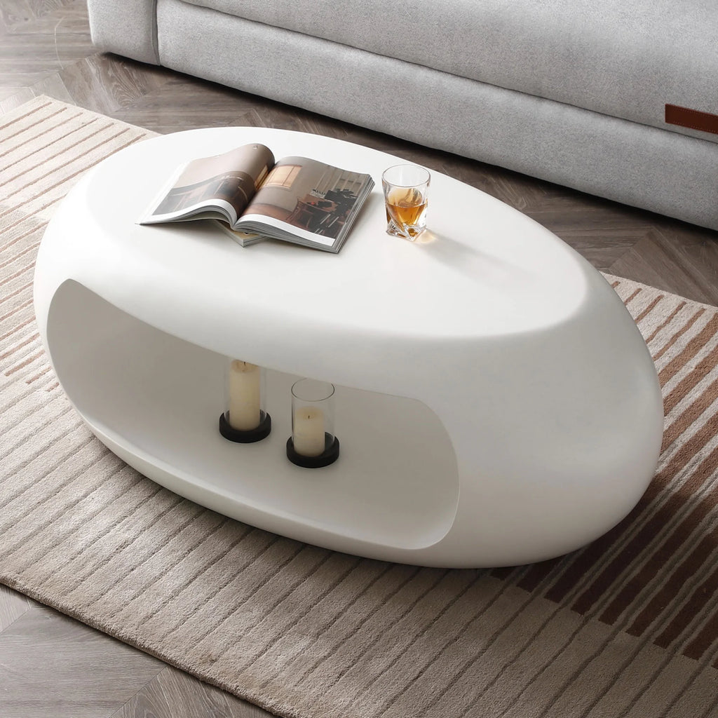 White Oval Fiberglass Coffee Table L12500