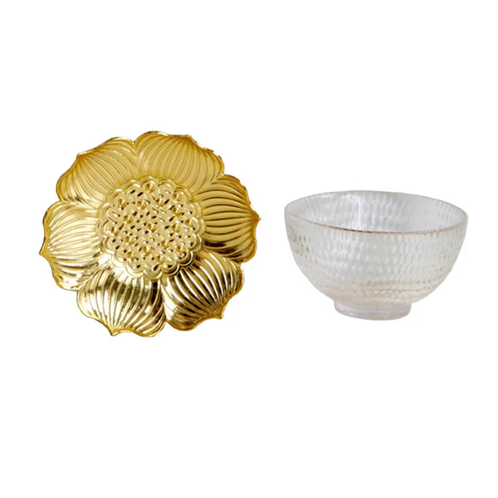 Glass Tea Cup Alloy Saucer Set X57921