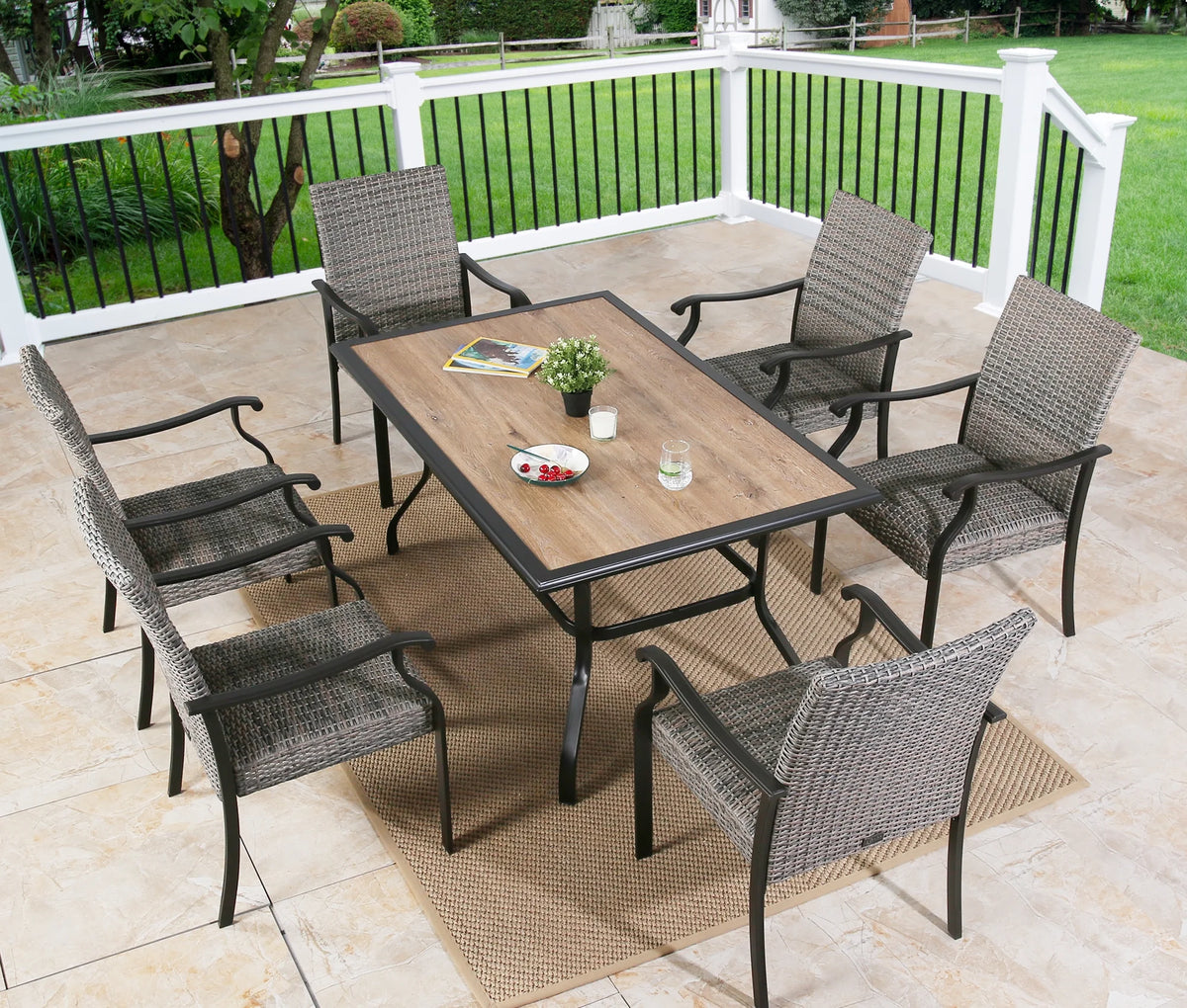 61.5" Rectangular Outdoor Dining Table with Umbrella Hole H450