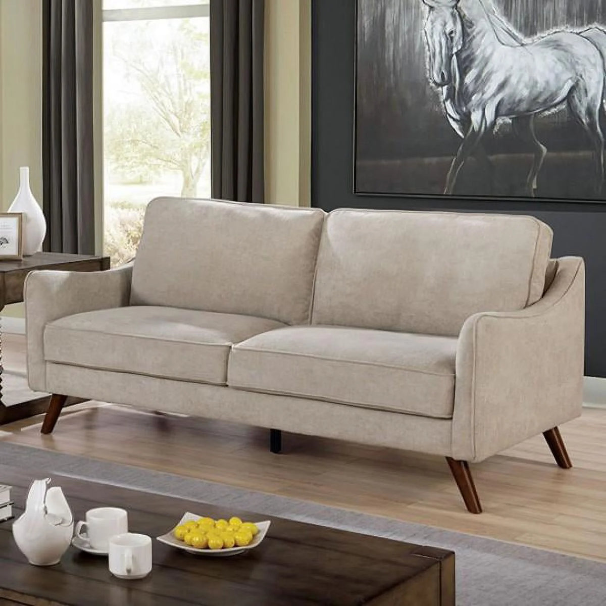 Light Gray Chenille Living Room Set 3pcs R98217