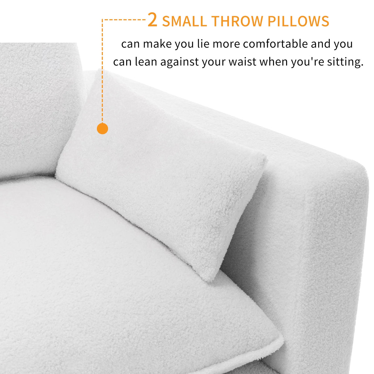 3 Seater White Teddy Fabric Sofa with Pillows A68304