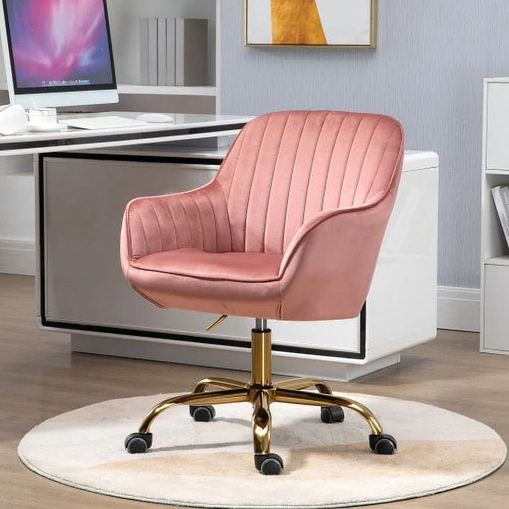 Pink Velvet Swivel Chair with High Back K136480