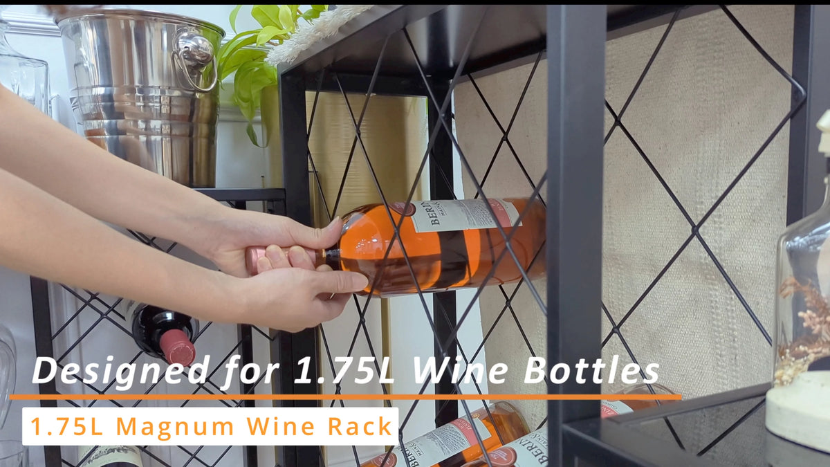 Black 34 Bottle Wine Rack Console I28226