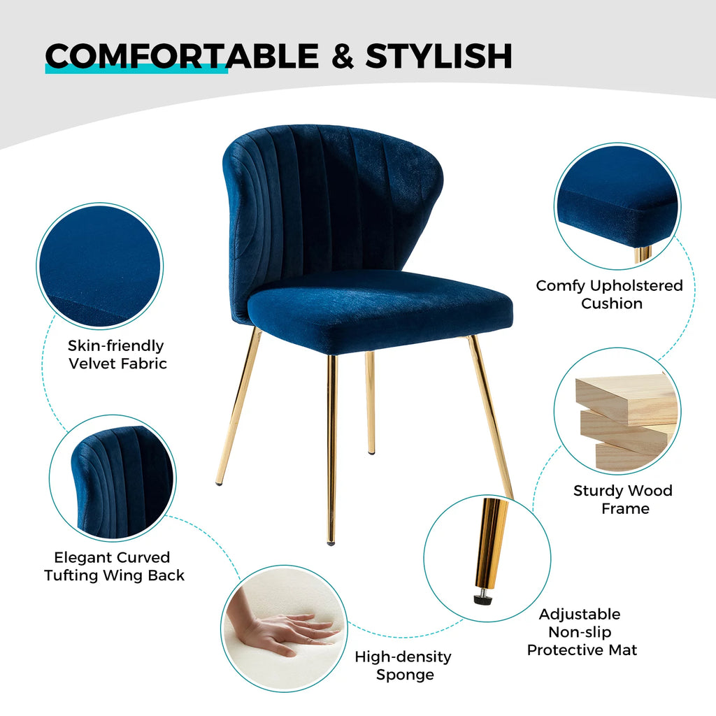 Navy Velvet Upholstered Dining Chair E35235