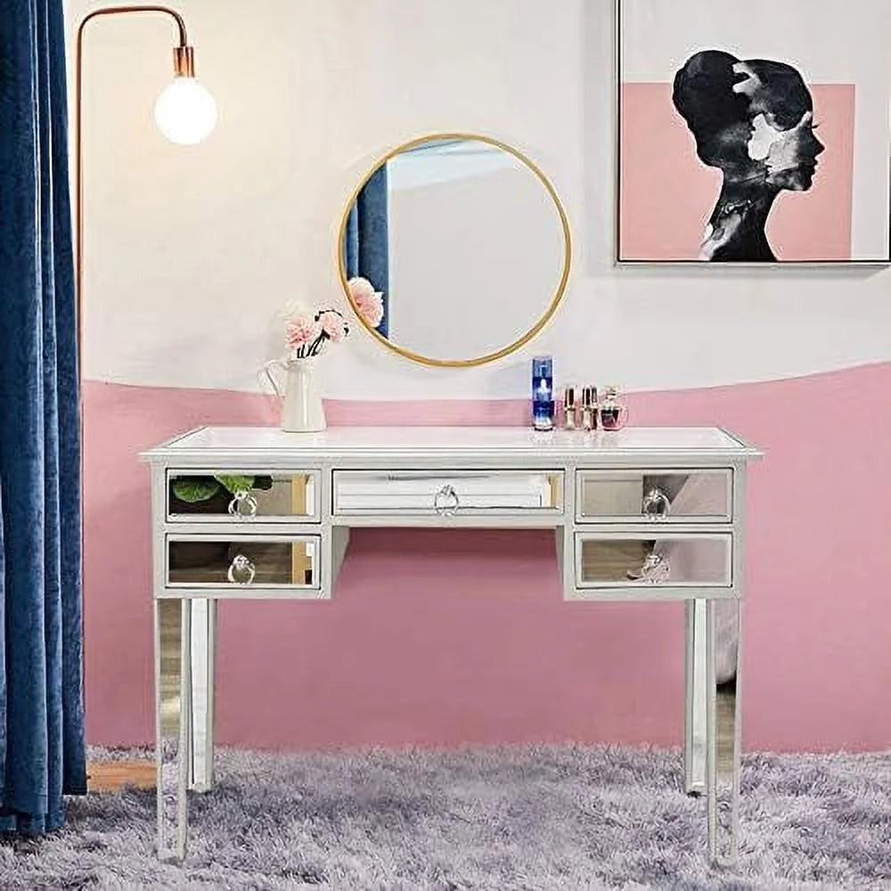 Mirrored Vanity Dressing Table with 5 Drawers I335
