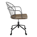 Adjustable Office Chair in Black Metal and Dark Walnut Wood V7374