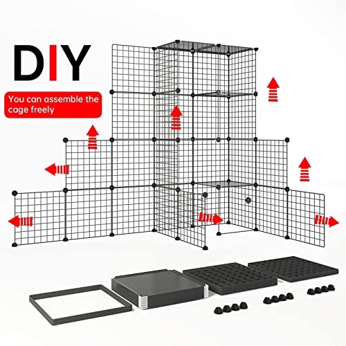 Outdoor Cat Cages Enclosure with Enter Door, 55.1Lx41.3Wx41.3H Cat House Playpen H209270
