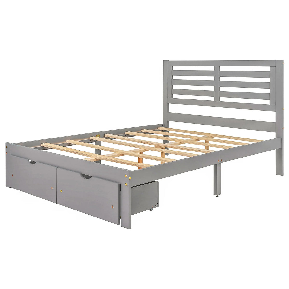 Full Size Platform Bed with Drawers Gray F3263