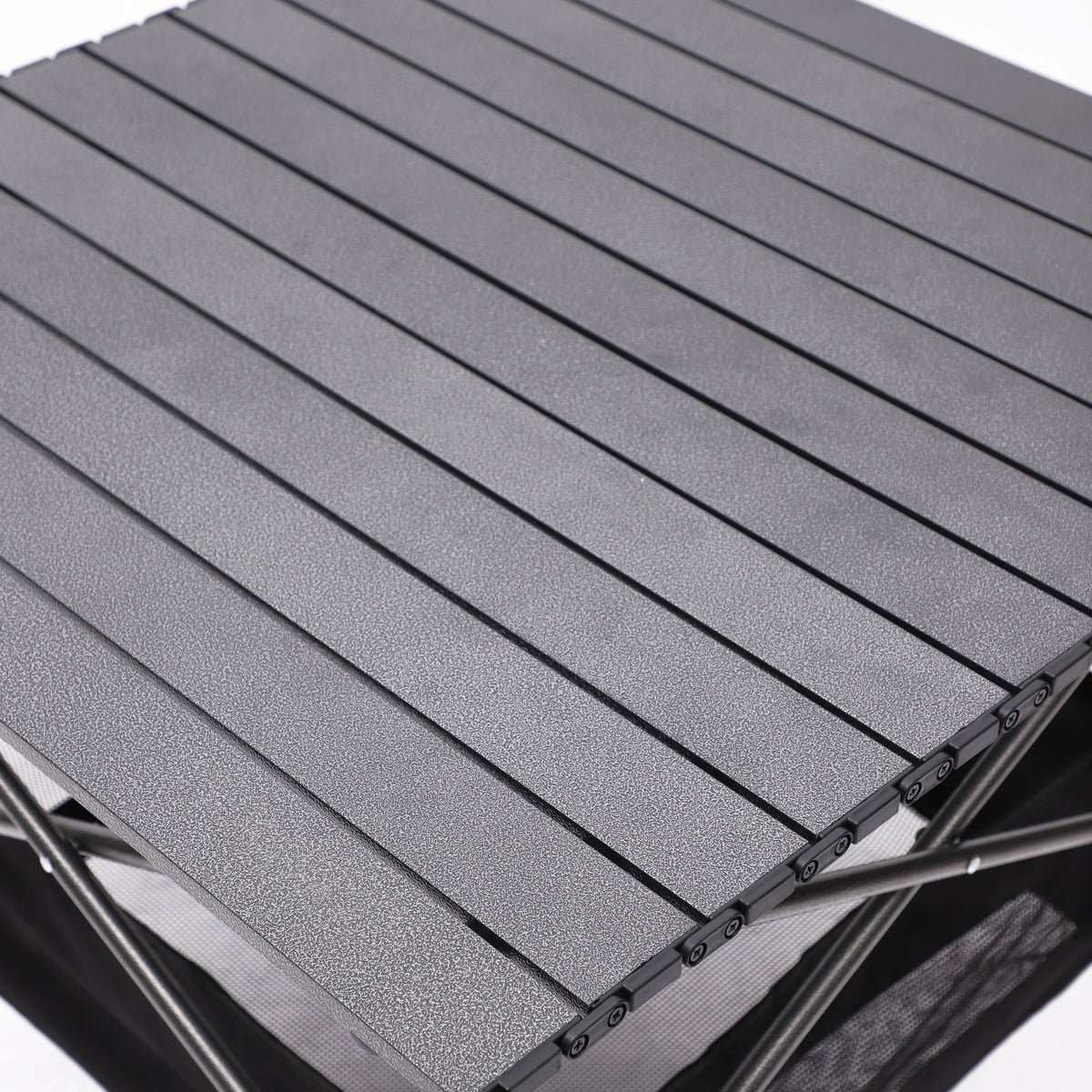 Portable Square Folding Table with Carrying Bag, Roll-up Top, Aluminum Frame, Black W35512