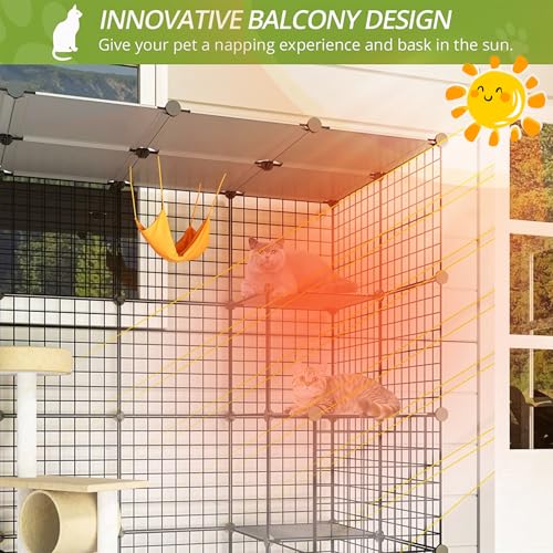 Outdoor Cat Cages Enclosure with Enter Door, 55.1Lx41.3Wx41.3H Cat House Playpen H209270