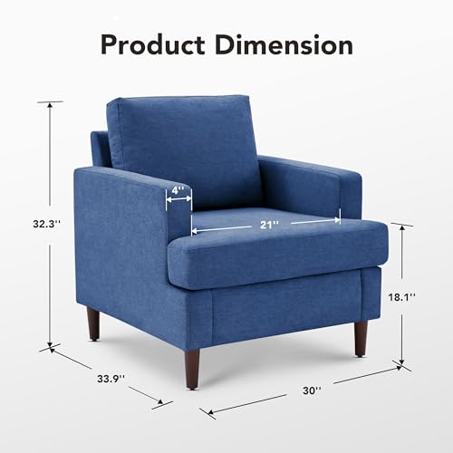 Mid-Century Linen Fabric Armchair with Wood Legs N2702