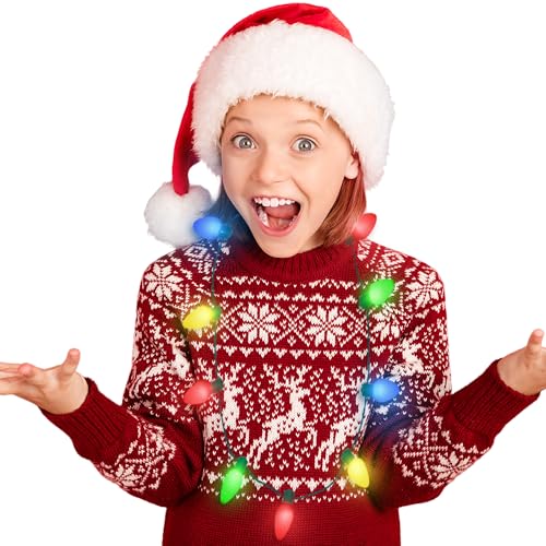 4 Pack LED Light Up Christmas Bulb Necklace I7779