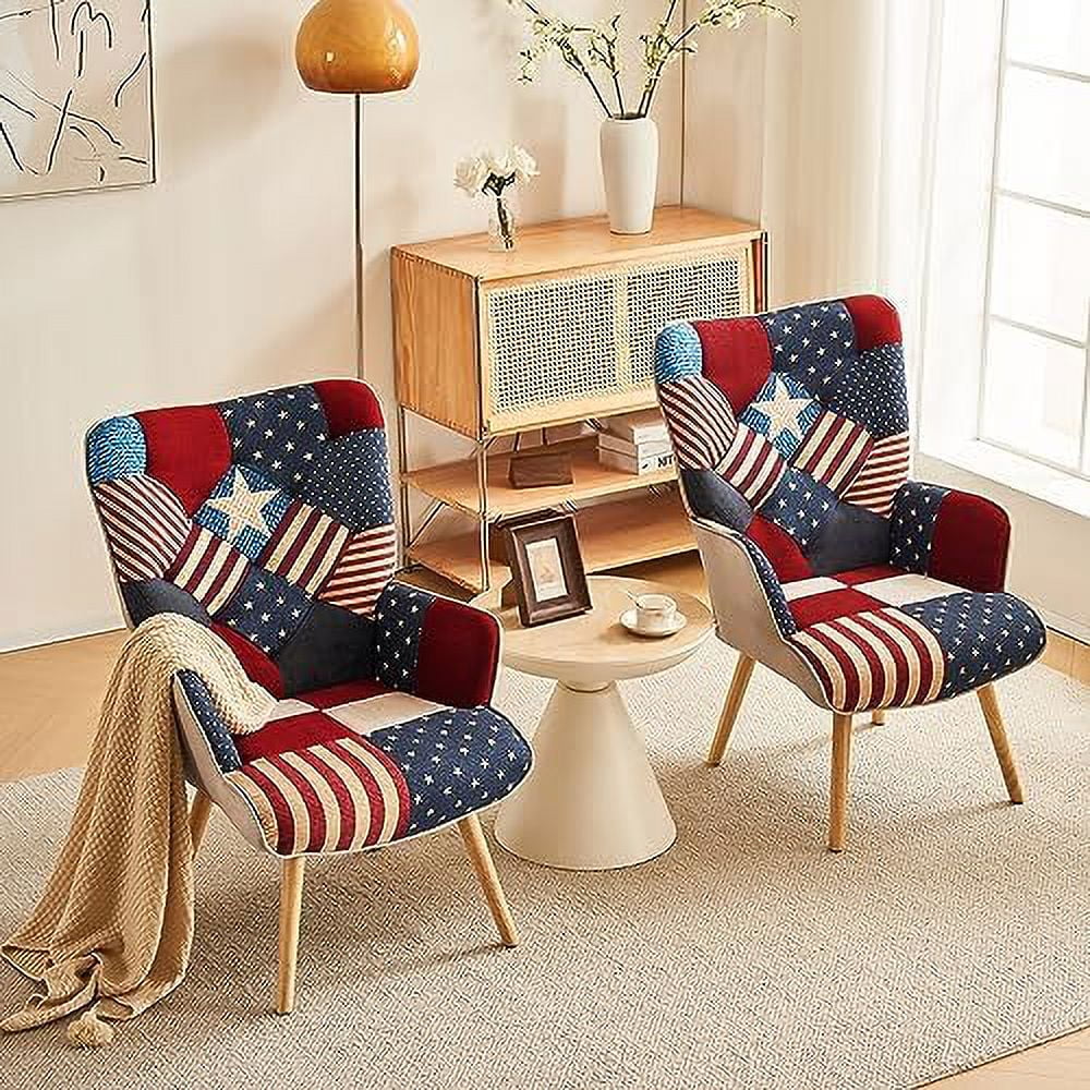 Accent Chair High Back Armchair Linen Fabric Solid Wood P8288