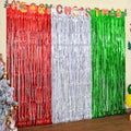 3 Pack Red Silver Green Tinsel Fringe Curtains C129088