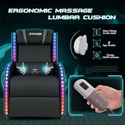 Grey LED Massage Recliner Chair N7241