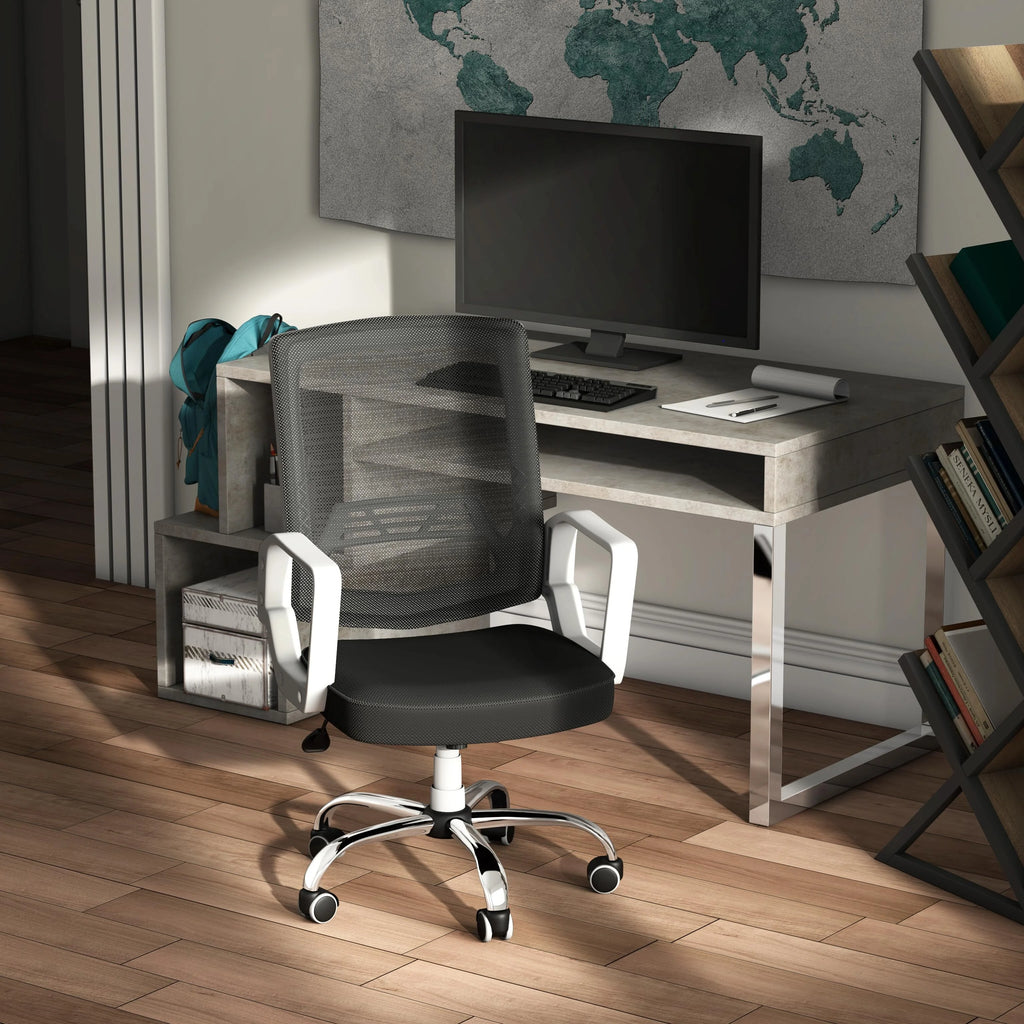 White Fabric Height Adjustable Desk Chair C40913
