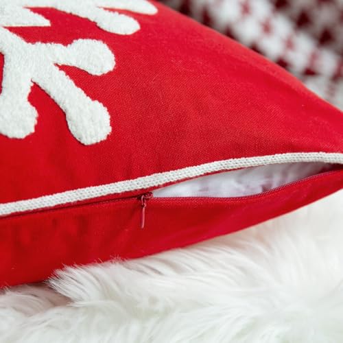 18x18 Soft Canvas Snowflake Embroidery Throw Pillow Covers with Invisible Zipper, 1 Pair, White N68235