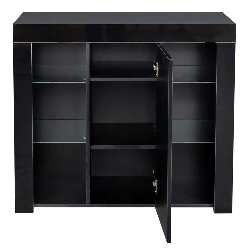 Black Modern Buffet Cabinet with LED Light and Drawer S878