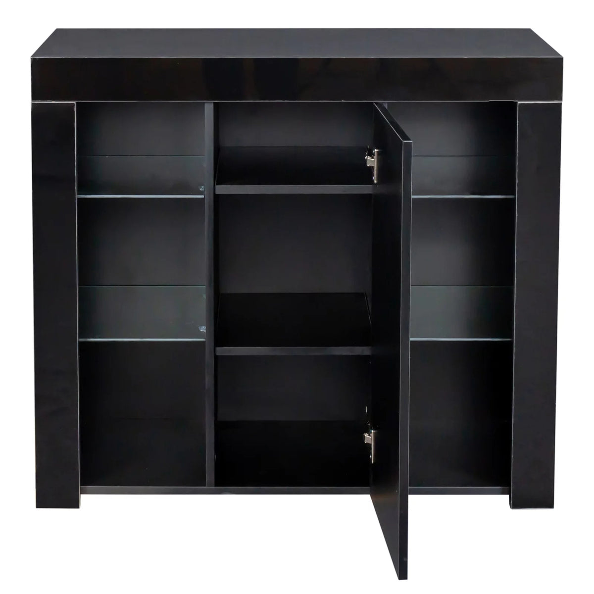 Black Modern Buffet Cabinet with LED Light and Drawer S878