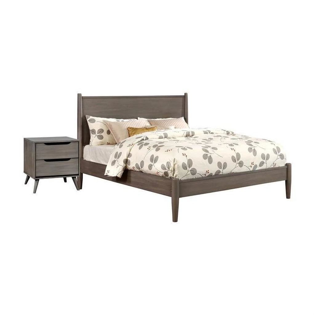Gray Solid Wood Bedroom Set King + Nightstand I1260