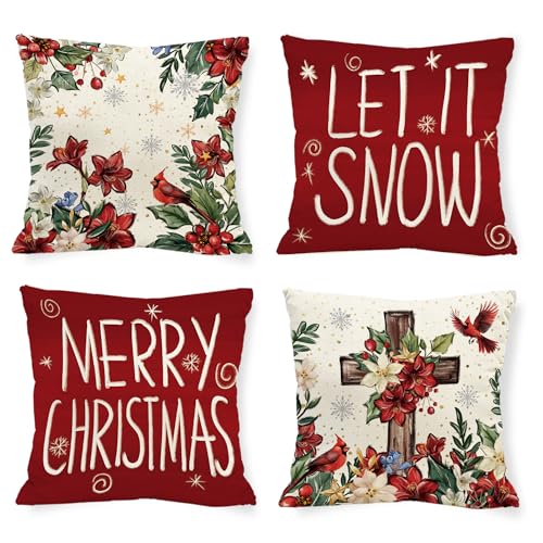 Red 20 x 20 Inch Throw Pillow Covers Set of 4 Z395