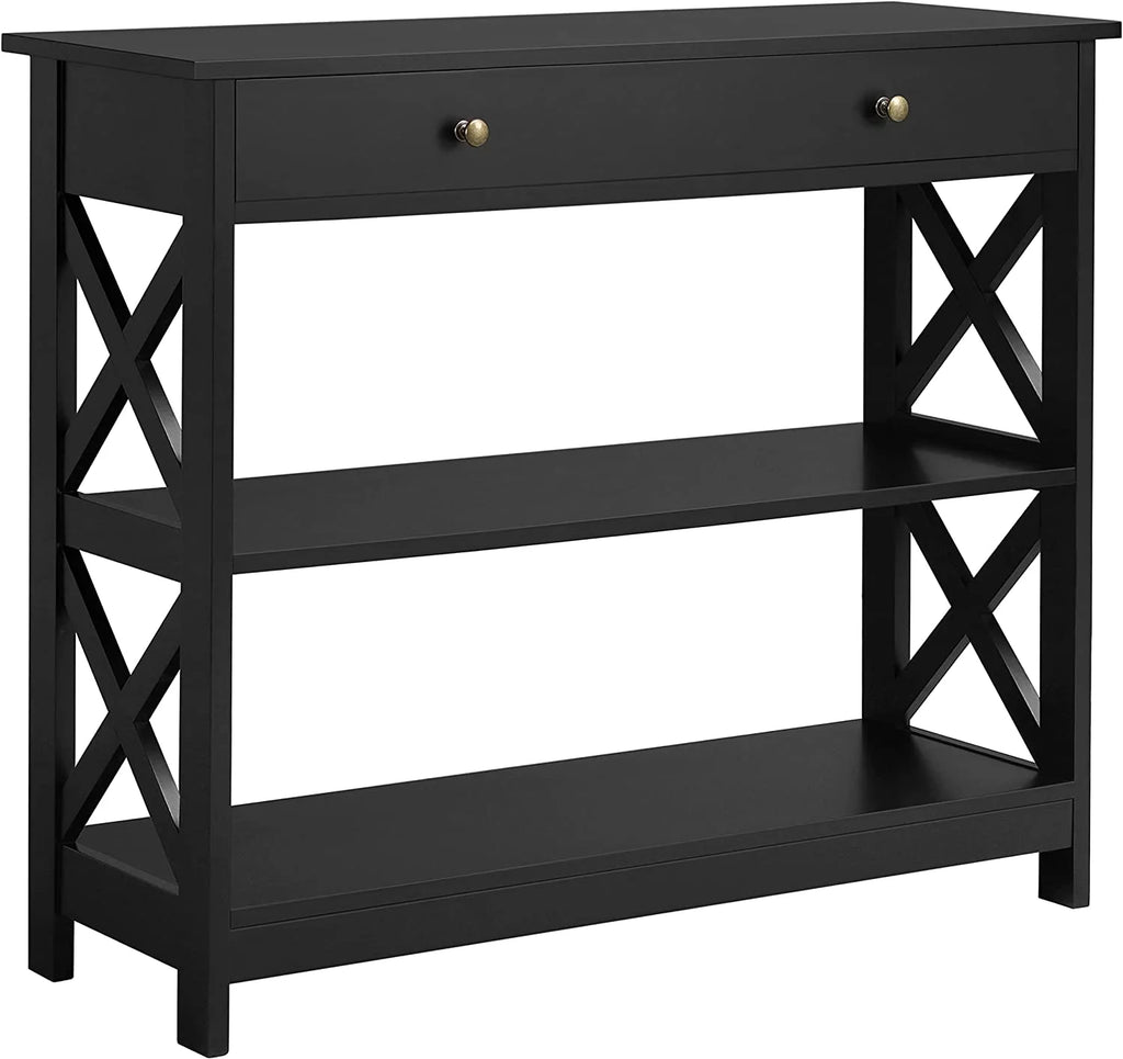 Console Sofa Table with Drawer and 3 Tier Storage Shelves M6430