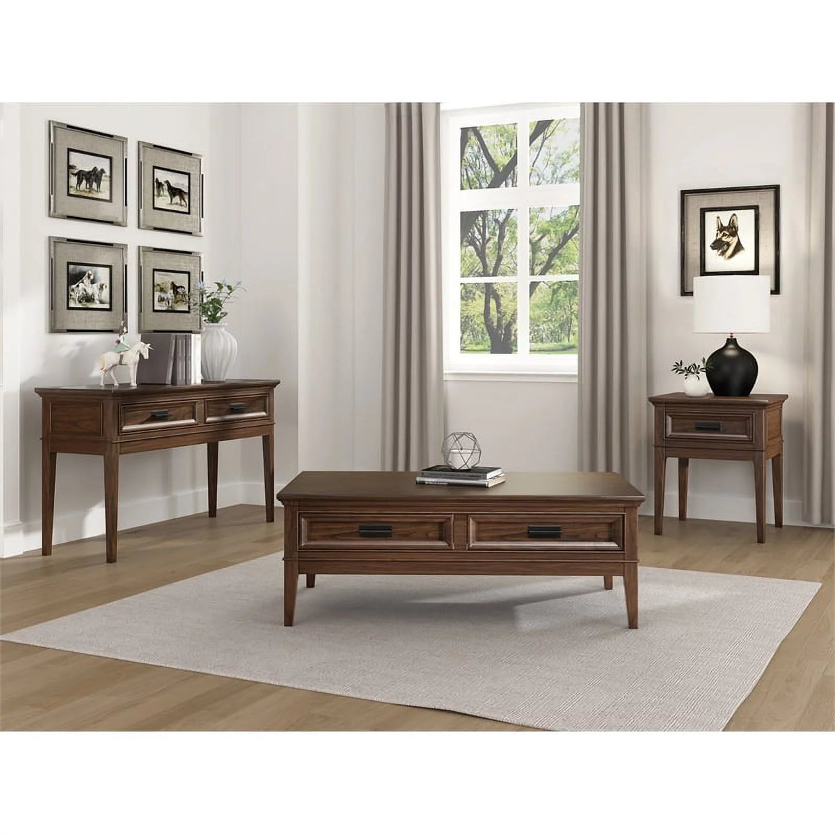 Brown Cherry 2 Drawer Wood Coffee Table F562689